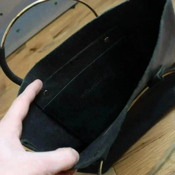 Black Tribe Alive Nubuck Leather Minimalist Chic Simple Purse Mini Bag Handbag - Picture 10 of 10